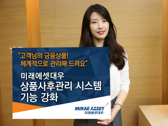 미래에셋대우 모델이 해당 안내 문구가 담긴 피켓을 들고 있는 모습. 미래에셋대우 제공